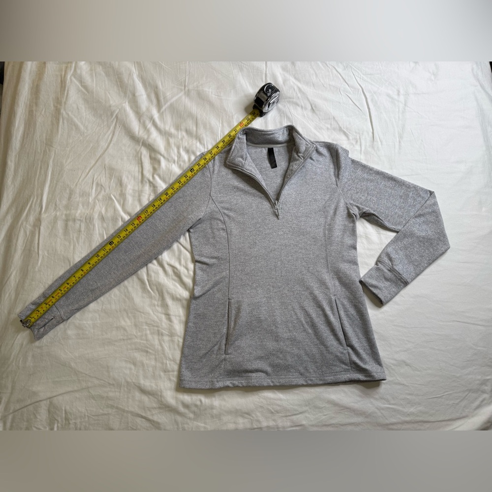 Kyodan Outdoor Gray Herringbone Quarter Zip Pullover Women’s Hiking Top Large - Picture 8 of 11